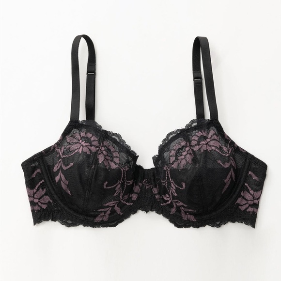 WINGLOVE 42C Eyelash Lace Demi Sexy Sheer Lace Balconette Bra NWT - Picture 3 of 5